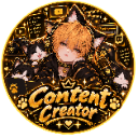 Anime character with cat ears centered in a circular gold and black badge with the text Content Creator.