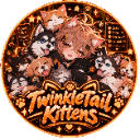 Kittens and puppies huddled together in a warm, affectionate pile within a circular frame.