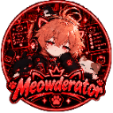 An anime-style character with cat ears and a sleepy expression, surrounded by red glowing text and cat paw icons.