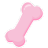 A stylized, glossy pink bone with a white outline.