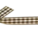 A small pixel art ribbon tied into a bow with red and white checkered patterns.