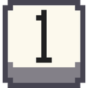 Number one digit inside a square button with a gray base and white top.