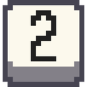 Number two displayed in a black pixel font on a white and gray square background.