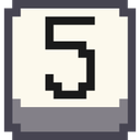 Number five in a black pixelated font on a white background with a gray base.