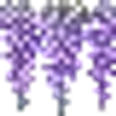 A cluster of stylized purple flowers depicted in a simple, flat artistic style.