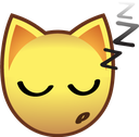 A yellow cat face with closed eyes and a small zzz symbol floating above its head.
