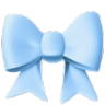 A light blue ribbon tied into a simple, symmetrical bow.