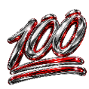 Number 100 in a metallic silver and red glossy font with two underlines.