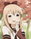 Anime girl with long hair and a school uniform giggling behind her hand with a smug expression.