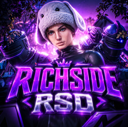 A person wearing a bunny-eared hat with the text RICHSIDE RSD displayed in bold purple letters.