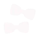 Two white bow ties displayed against a solid black background.
