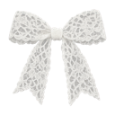 A white lace bow centered on a black background.