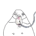 A simple line-art character wearing an oxygen mask with a tired expression.
