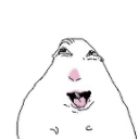 A simple white blob character with a blank, wide-eyed expression and an open mouth.
