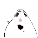A distorted line-art character with a wide-open mouth and vacant eyes expressing shock.
