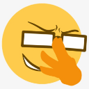 Yellow smiley face adjusting glasses with a smug expression.