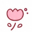 Pink flower icon with a simple line-art style and two small floating circles.