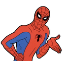 Spiderman shrugging with his hands out in a gesture of confusion.