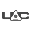 A gray and white logo featuring the letters U and C with a central triangle icon on a black background.