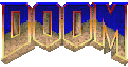 A stylized, pixelated logo featuring blocky letters against a dark blue background with orange highlights.