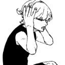A person in anime style clutching their head with both hands in a gesture of stress or frustration.