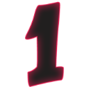 A stylized number one character with a dark center and a vibrant pink glowing neon outline.