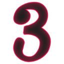 Number three in a dark font glowing against a bright pink background.