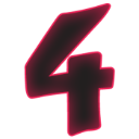 Number four with a dark center and a vibrant glowing pink outline.