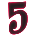 Number five in a dark font against a glowing pink and red background.