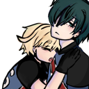 Two anime characters embracing each other in a supportive hug.