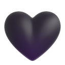 A 3D rendered heart shape colored in a dark, moody purple.