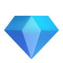 Diamond gemstone rendered in a 3D blue style.