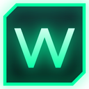 Letter W in a bold, modern font centered on a dark square with a neon green border.