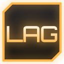 The letters LAG in a bold, light-colored font centered on a dark square with an orange border.