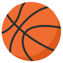 A basketball shrinks in size repeatedly from left to right.