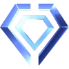 Diamond gemstone with a polished, 3D blue and white faceted surface.