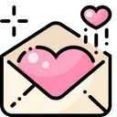 Envelope with a large pink heart on the front and a smaller floating heart above it.