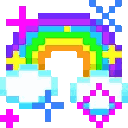 pixel_rainbow animated GIF emoji from 𝔱𝔥𝔢 𝔠𝔩𝔢𝔯𝔟 ˖𓍢ִ໋ ⾕⋆˙⟡