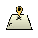 Map with a location pin and a path that grows across four frames.