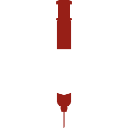 A white pixelated skull with a prominent red mohawk against a black background.