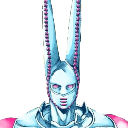 A masked humanoid figure with tall, rabbit-like ears and a serious expression.