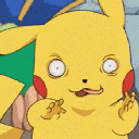 A yellow cartoon creature with wide, frantic eyes and a distorted mouth making a silly, chaotic expression.