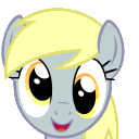 Four identical cartoon ponies with blonde manes and gray skin smiling with wide, happy eyes.
