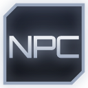 The letters NPC in a sans-serif font centered on a dark gray square with beveled corners.