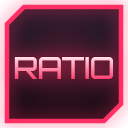 The word RATIO written in a white sans-serif font inside a dark square with a bright pink border.