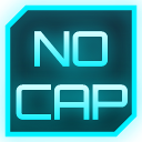 Text reading NO CAP in a glowing blue font on a dark background.