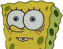Spongebob with wide eyes and a blank expression showing shock.
