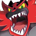 Incineroar with a wide-open mouth showing sharp teeth in an aggressive roar.