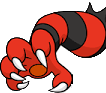 A stylized red monster hand with sharp white claws reaching forward in a grabbing motion.
