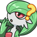 Gardevoir with a confused expression and a large yellow question mark floating beside its head.